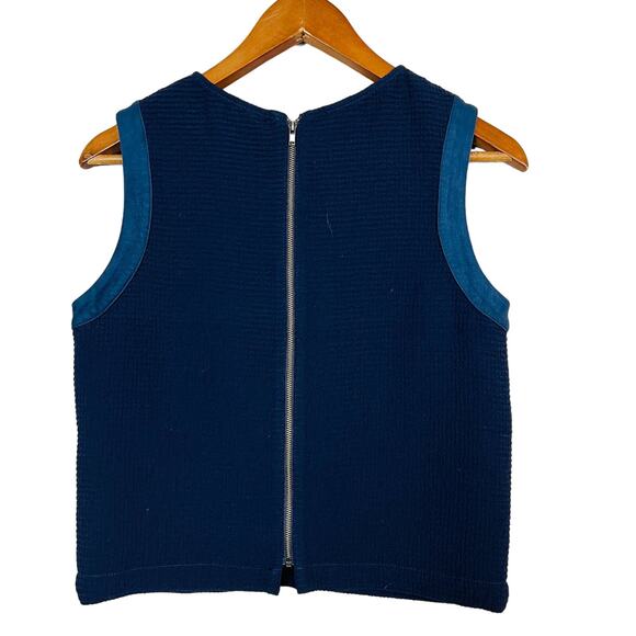 Waverly Grey Crop Zip Back Shell Top Blouse Sleeveless Navy - 4 - Picture 3 of 5